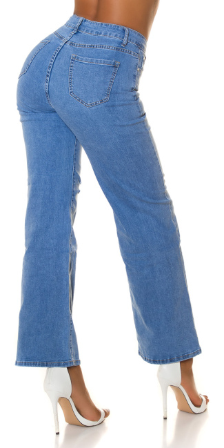 90s Style Highwaist flarred Jeans used look Blue